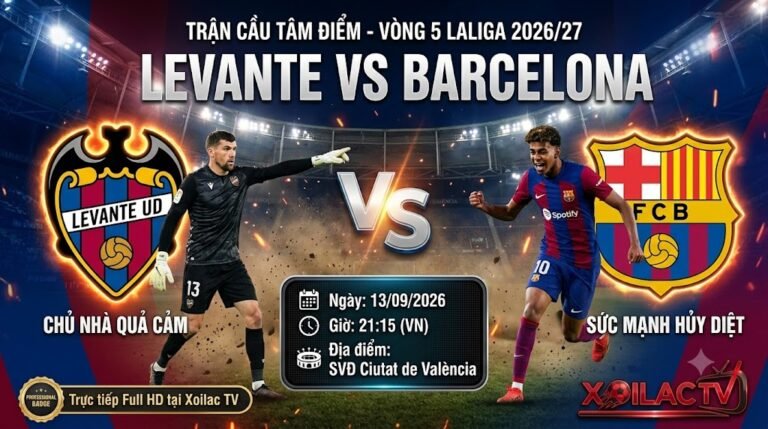 Nhận định soi kèo Levante vs Barca vòng 5 La Liga, dự đoán tỷ số và phân tích chiến thuật chi tiết tại Xoilac TV.