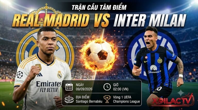 Ảnh bìa nhận định, soi kèo trực tiếp bóng đá Real Madrid vs Inter Milan vòng 1 Champions League cùng chuyên gia Xoilac TV.